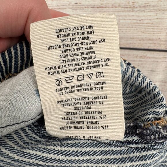 Pilcro Anthropologie Hickory Striped Denim Short Shorts Women's 27 Blue Stet - Picture 10 of 13